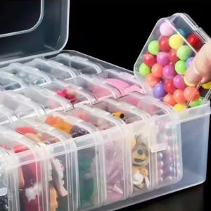 Convenient Transparent Jewelry Storage Box + Memo Pad + Label Pen Set Compact and space-saving design.