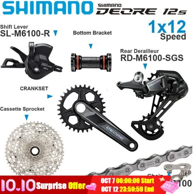 SHIMANO DEORE M6100 Groupset 12 Speed MTB FC MT510 M6100 M6120 M7100 Crankset M6100 Right Shifter Rear Derailleur Chain MT501 BB Sunshine Cassette