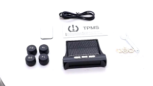 Pressure Monitoring System Wireless Solar Car Tire Pressure Alarm Temperature Warning with LCD Display 4 External Sensors