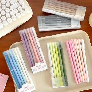 MallMainan-A48 Pulpen Gel 6IN1 Motif Polos Warna Pastel Gaya Korea / Alat Tulis Pena Cair 0.5mm