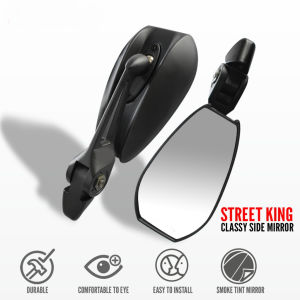 Street King Motorcycle Side Mirror Anti-glare HD Adjustable Blue Lens With Screws Made IN Japan