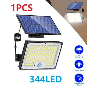 600W 344/192LED Solar Lights Outdoor Super Bright Human Motion Sensor Security Flood Wall Lamps For Wall Garage Courtyard Garden