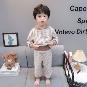 Childrens Thermal Sleepwear Set Autumn Style High Waist Home Clothes Soft Dervo Fabric Boys Clothing Home Comfortable Outfit