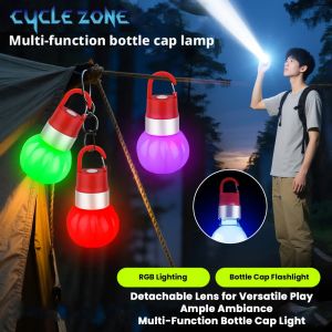 Portable Camping Light Flashlight Rechargeable Hangable Bottle Cap Shape Tent Lights Outdoor Camp Lamp Hiking Garden Decoration
