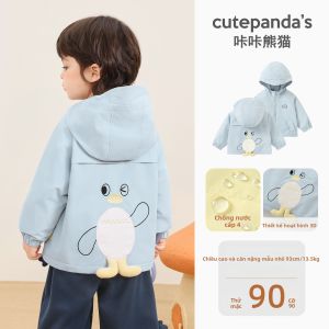 CUTEPANDAS | Áo Khoác Có Mũ Cho Trẻ Em Chống Thấm Nước Có Lót