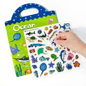 Static Cling Animal Dinosaur Ocean Scene Sticker Books Reward Jelly-like Stickers Pages Cross-border Early English Enlightenment