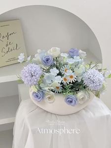 1pc Simulation Rose Embroidery Ball Bouquet Flower Arrangement Decoration Simulation Flower Handmade Brides Handheld Flower