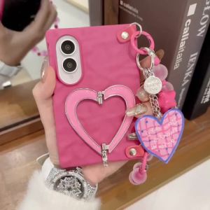 Luxury Wrinkle Matte Wrist Strap Case for Samsung Galaxy Z Fold 8 Ultra Fold7 Fold6 Lanyard Candy Solid Color Ripple Soft Cover