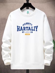 Trendy round Neck Sweatshirt Thickened Loose Fit Sporty Warm Top for Men Youth Students Winter Base Layer Pullover Shirt