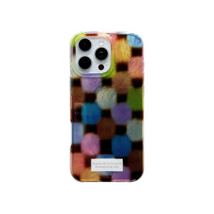 Ufull Autumn Winter Brown Color Block Plaid Phone Case for  17Promax 16Pro New 15 Womens Simple Ins Small Audience Design 14 Full Cover Anti-Fall Shell