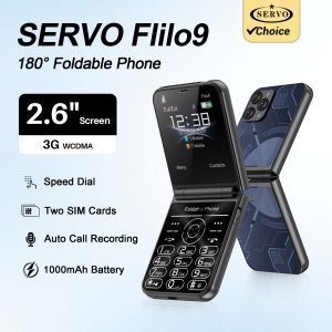 SERVO | SERVO Flilo9 Foldable Feature Phone 3G WCDMA Dual SIM Big Button Speed Dial Auto Call Recording FM Radio Flashlight Cellphone