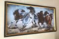 Hiasan Dinding Cetak Gambar Lukisan Kuda Berlari plus bingkai ukuran 50cm x 100cm. 