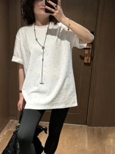 Áo Thun Cổ Tròn Thời Trang Hàn Quốc Cỡ Lớn Mùa Hè 2025 Áo Thun Cotton Polyester Lót Lụa Co Giãn Thường Ngày Đa Năng Giảm Béo