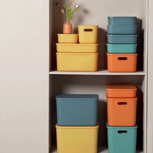 Naju กล่องเก็บของมีฝา กล่องเก็บของเข้ามุม กล่องจัดระเบียบ จัดระเบียบในบ้าน คอนโด สำนักงาน ประหยัดพื้นที่ พร้อมฝาปิด 4ลิตร -25ลิตร Storage Box