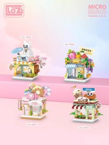 LOZ  Street View Micro Building Blocks Small Particles Childrens Toys Cute Pet store Candy Coffee Shop Model Mini Ornaments 8601-8612