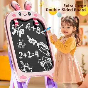 Childrens Double-Sided Magnetic Whiteboard Drawing Toy with Erasable Stand for Writing And Doodle Blackboard Home Teaching