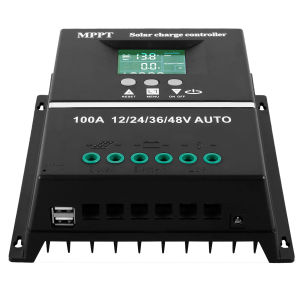 100A MPPT Solar Charge Controller 12/24/36/48v Intelligent Solar Panel Regulator with 2 USB & 7 Modes for Charging LCD Display