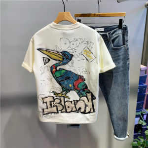 XIBAIYI | Plus Size 300lbs Graffiti Printed Cotton Short Sleeve T-Shirt
