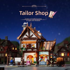 Funwhole | Medieval Tailor Shop Assembly Lighted Model Toy Ornament