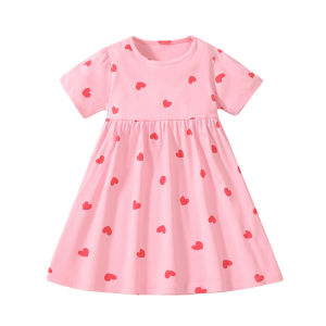 Jumping Meters 2-8 Years New Arrival Girls Dresses Hearts Hot Selling Summer Kids Clothing Short Sleeve Baby Frocks