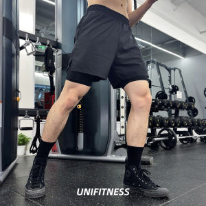 Mens Sporty Short Shorts Double Layer Basketball American Running Summer Training Breathable Competitive Elastic Fitness Clothes