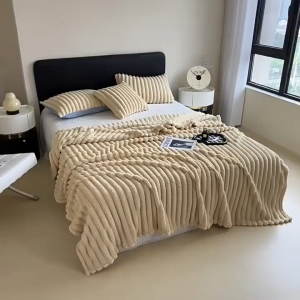Throw Blanket High Quality Stripe Fleece Blanket Super Soft Skin-friendly Comfortable Velvet Blankets Cozy Nap Blanket For Home