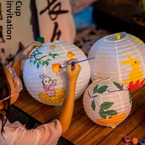 Creative DIY Lantern Painting Kit Handmade Decorative Handheld Flower Lantern Materials for Kindergarten New Year Celebration