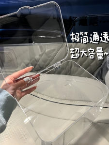 Transparent Flip Cover Storage Box Cosmetic Home Simple Desktop Dustproof Tea Set Storage Box Luxury Square Shape Universal