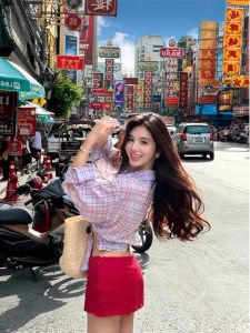 Pure Desire เผ็ด เด็กผู้หญิง ลำลอง หลวม เสื้อเชิ้ตผู้หญิงลายปม ฤดูใบไม้ผลิ ฤดูใบไม้ร่วง แจ๊กเก็ตสั้นสุด Ins สไตล์แขนยาว เสื้อแจ็คเก็ต