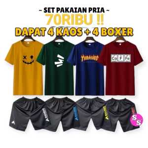PAKET MURAH 70RIBU (4 KAOS DISTRO PREMIUM + 4 CELANA PENDEK SPORTY)