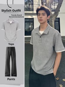 Korean Style Cool and Handsome Polo Shirt and Trousers Set