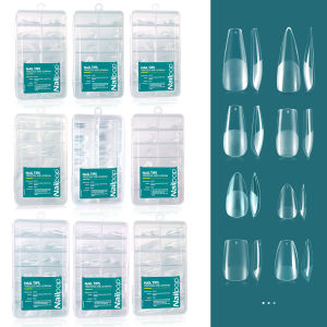 Nailpop False Nails Clear 120pcs 12 Sizes Acrylic Full Cover Tips Reusable Gel Manicure DIY Set for Salon Quality Press On Nails