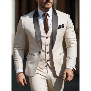 Mens 3pcs Suit Set Jacket Vest Pant Prom Party Wedding Business Suits for Men Wedding Suits