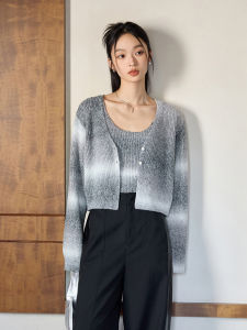 High Waist Short Knitted Open Cardigan Two-Piece Set J0704 Fashionable Layering Vest Set Womens Premium Clothing