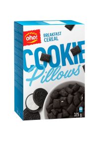 Oho! Cookie Pillows Cereal 375g – Sweet Chocolate Breakfast Cereals for Kids and Adults – Crunchy Outside Creamy Inside Ready-to-Eat Snack or Meal