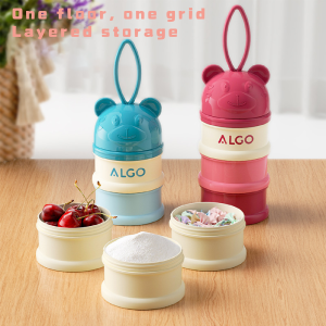 Three-layer portable compartmental milk powder box cartoon bear shape baby complementary food box compartmental does not taste