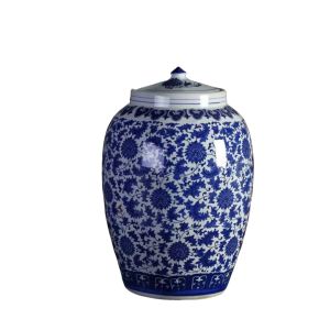 10/25/50kg ceramic rice dispenser blue and white porcelain cereal food storage container with cover Rice Vase household moisture-proof insect-proof