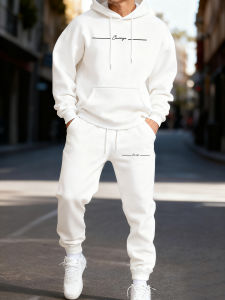 Courage Simple Line Printed MenS Hoodie Set Street CoupleS Two Pices Sets Comfortable Fashion Streetwear Jogging Loose Hoodies