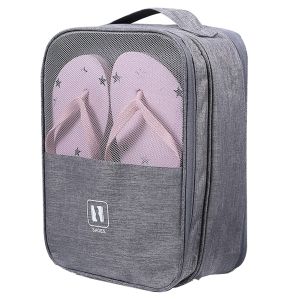 Shoe Storage Bag Zipper Waterproof Portable Travel Shoe Bag Shoes Storage Bag Travel Vacation Slippers Mesh Organizer Pouch hold 2 Pair Shoes