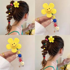 Meet SUNFLOWER! Bubble Braid Phone Line Hair Ring! Sweet Cute Braided Hair Rope Ponytail Hair Band Headdress