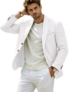 Summer Mens Linen 1 Piece Blazer Notched Lapel Slim Fit Breathable Lightweight Suit Jacket Casual Business Daily Wear