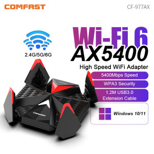 Comfast AX5400 USB Adapter WiFi 6E 2.4G&5G&6G 5374Mbps High Speed USB3.0 Wireless Dongle Type-C WiFi6 Gaming Network Card WPA3