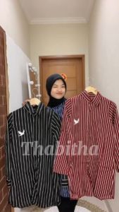 { THABITHA } GL / 1006 strip pb / tunik / long tunik / tunik terbaru lebaran / tunik modern simple elegan / long tunik terbaru / baju nagita slavina terbaru / tunik wanita terbaru /  { free ongkir + cod }