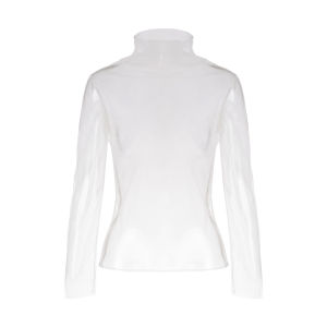 Layering Use See-through Mesh Long-sleeved Blouse Half-high Collar