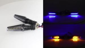 KEVANLY | 1/2pair Universal Motorcycle Turn Signal Lights Blue Amber Front Rear Indicator Lamps 12V for Italika KTM Kawasaki Yamaha Suzuki