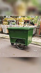 Xe gom rác 700L composite có nắp đậy kín khít