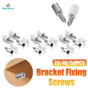 50Sets Cross Self-tapping Screw Partition Bracket with Nonslip Rubber Sleeve DIY Glass Cabinet Board Fixing Support Nail