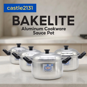 Royal Crown Aluminum Sauce Pot with Bakelite Handle Durable Kitchen Cookware with Lid Heat Resistant Cooking Pot for Soup Noodles Kitchen Home Multiple Sizes