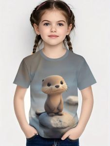 Hasbro | Girl Clothes Summer Short Sleeve Capybara Cute T-Shirt for Girls 4 to 12 Years Kids Top 3D Graphic Tshirts Fashion Kids T-Shirt