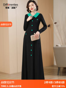 Elegant Fashionable Fleece Lined Long Collar Dress Women Slim Fit Chinese Style Winter New Arrival DZ1785 A-Line Dress